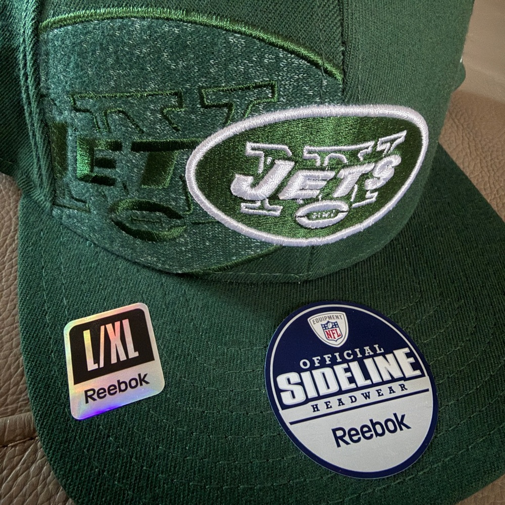 New NFL Reebok Football NY Jets Baseball Cap Green Fitted Sideline Headwear L/XL - Picture 3 of 16